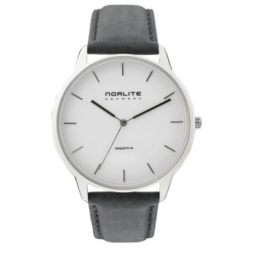 Norlite Denmark NOR1501-010101 Steel Case White Dial Black Leather Strap